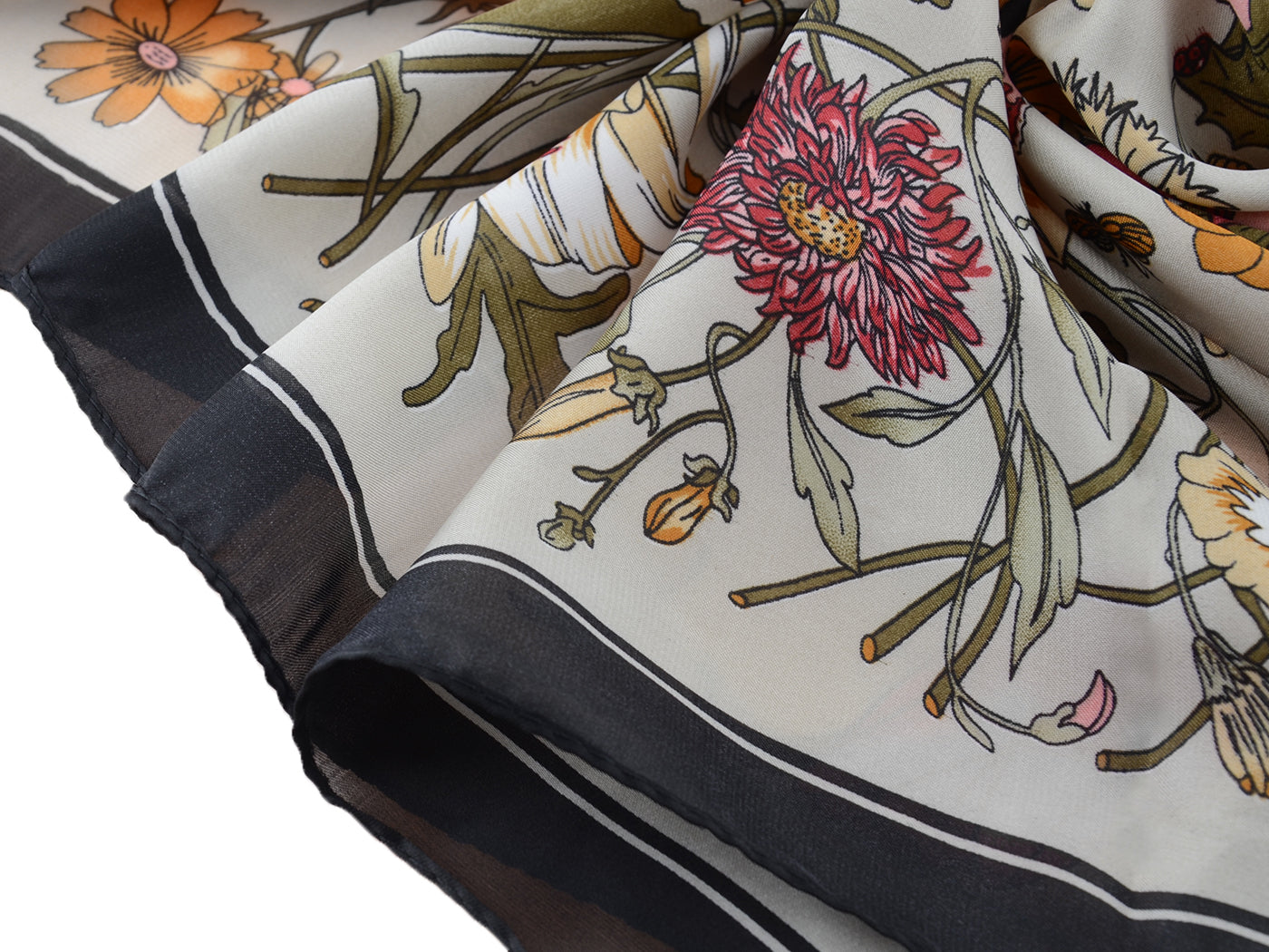 Pañuelo para la cabeza con estampado floral de satén de seda