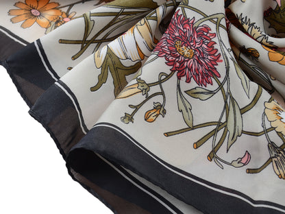 Pañuelo para la cabeza con estampado floral de satén de seda