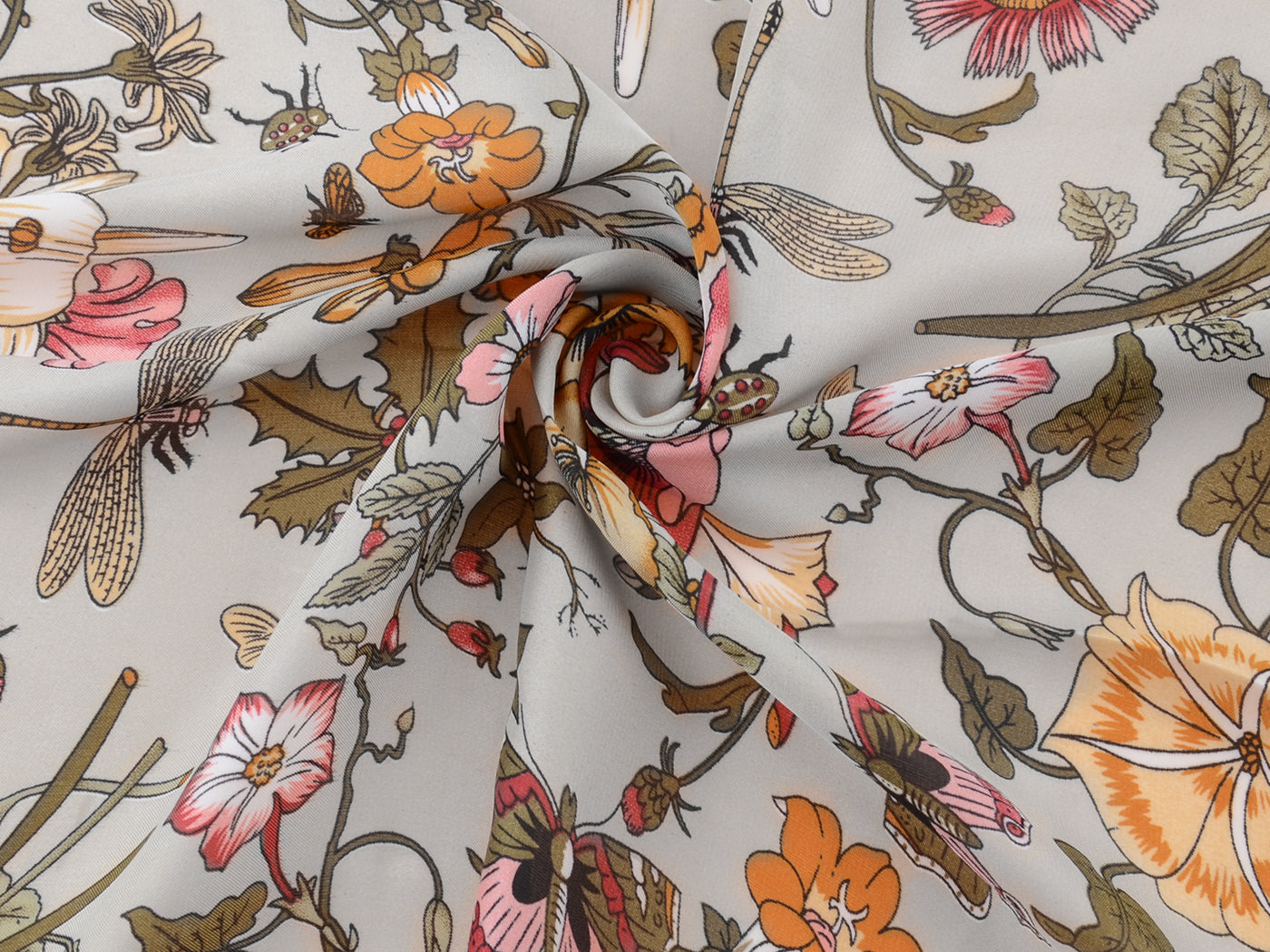 Pañuelo para la cabeza con estampado floral de satén de seda