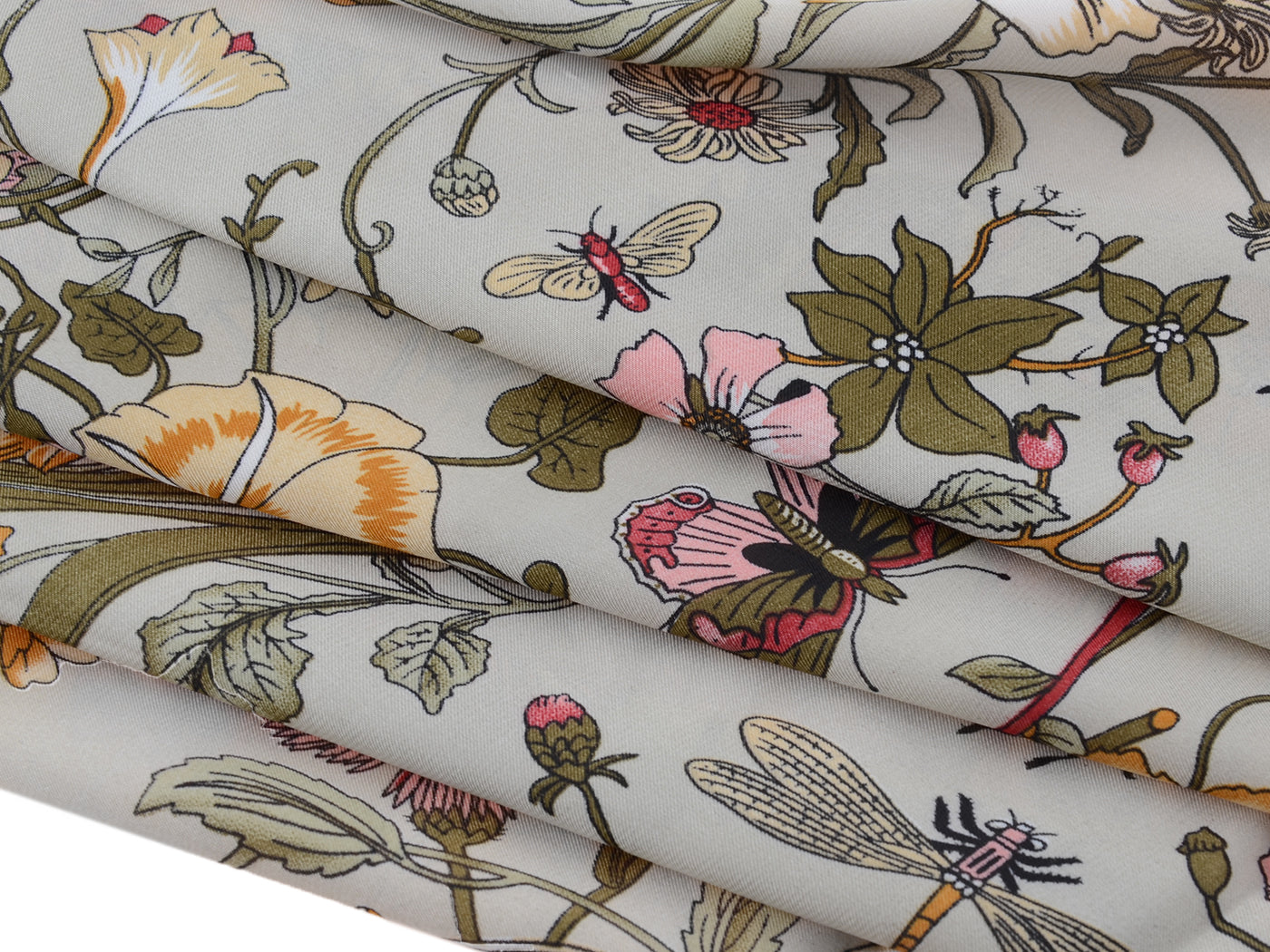 Pañuelo para la cabeza con estampado floral de satén de seda