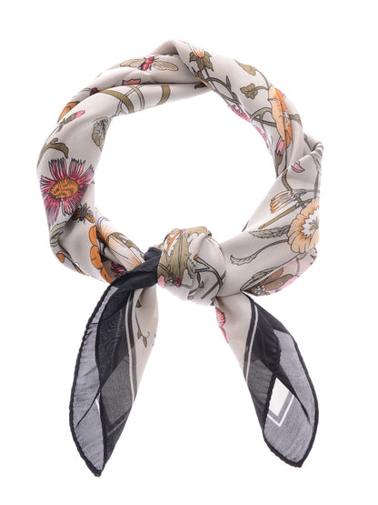 Pañuelo para la cabeza con estampado floral de satén de seda