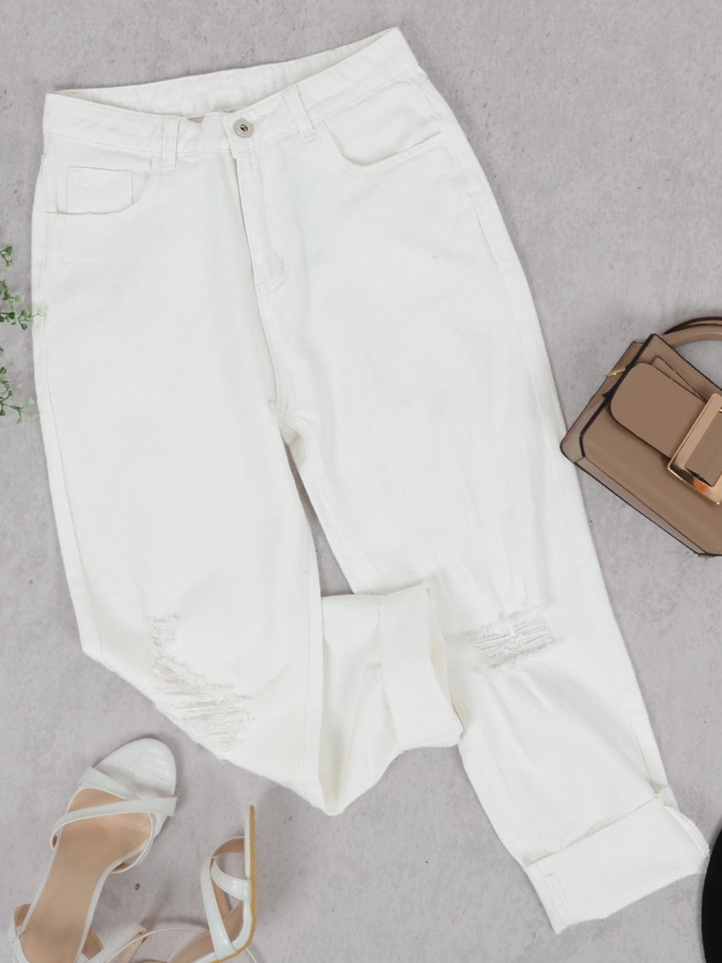 High Waist Ripped Boyfriend Jeans