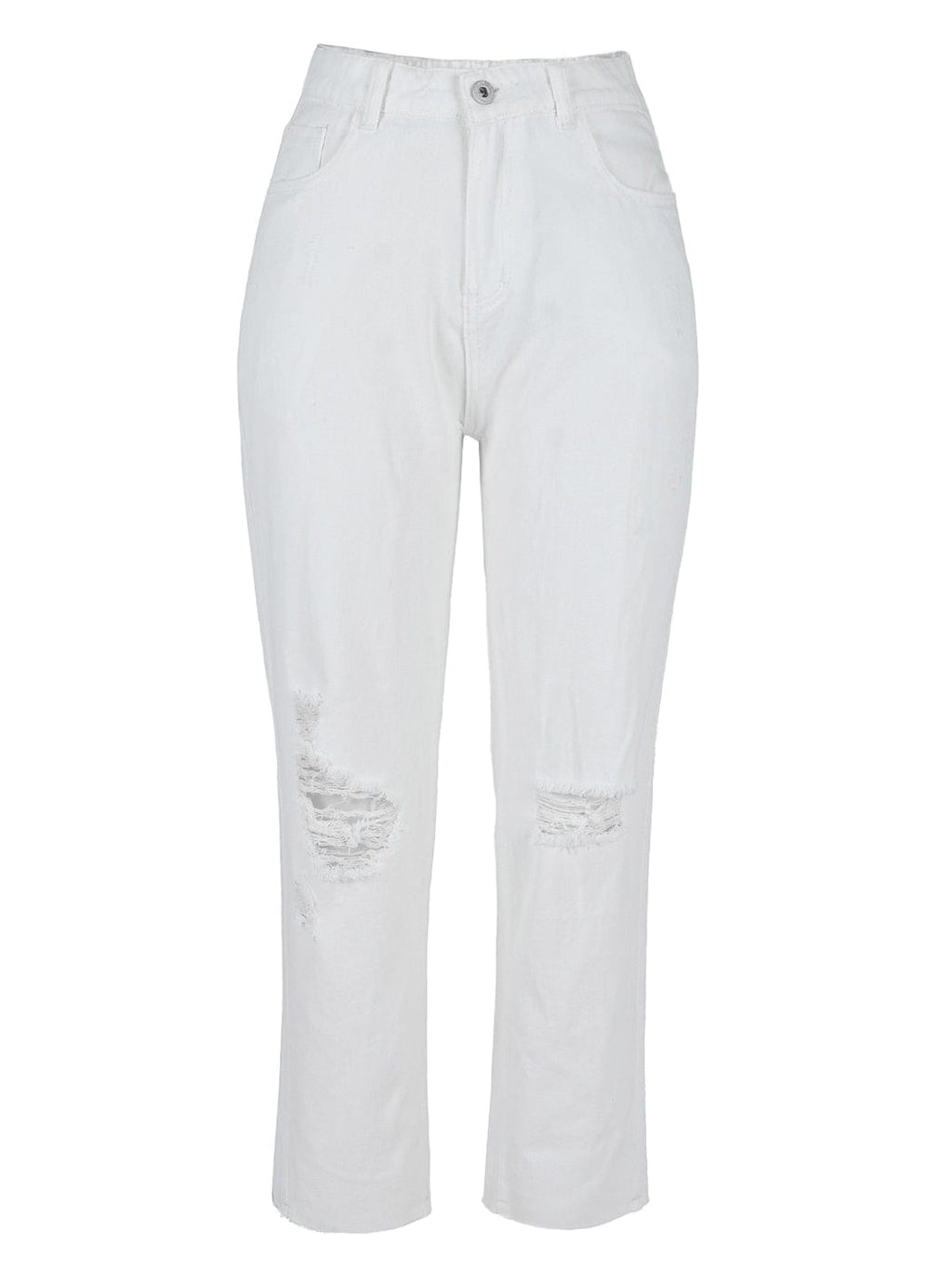 High Waist Ripped Boyfriend Jeans