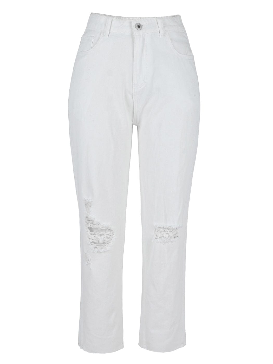 High Waist Ripped Boyfriend Jeans
