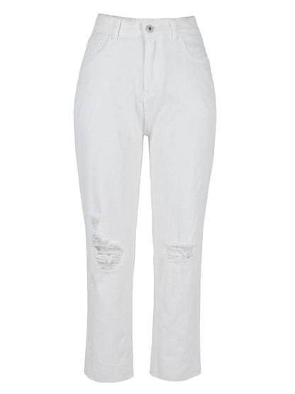 High Waist Ripped Boyfriend Jeans