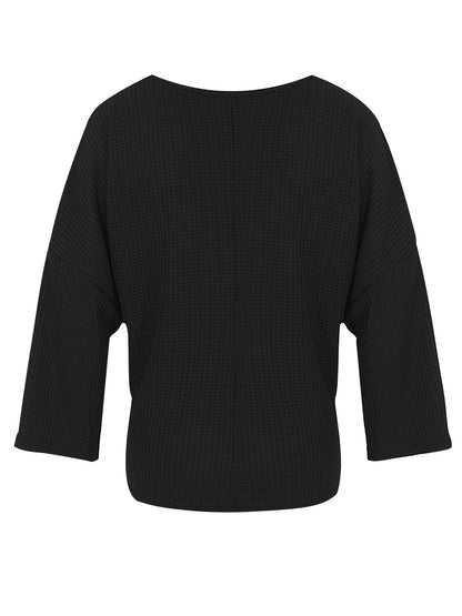 Blusa de manga fruncida con tejido gofre