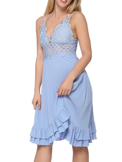 Lace Ruffle Slip Dress