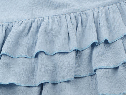 Vestido lencero con volantes de encaje