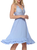Vestido lencero con volantes de encaje