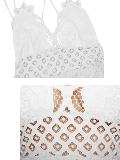 Vestido lencero con volantes de encaje
