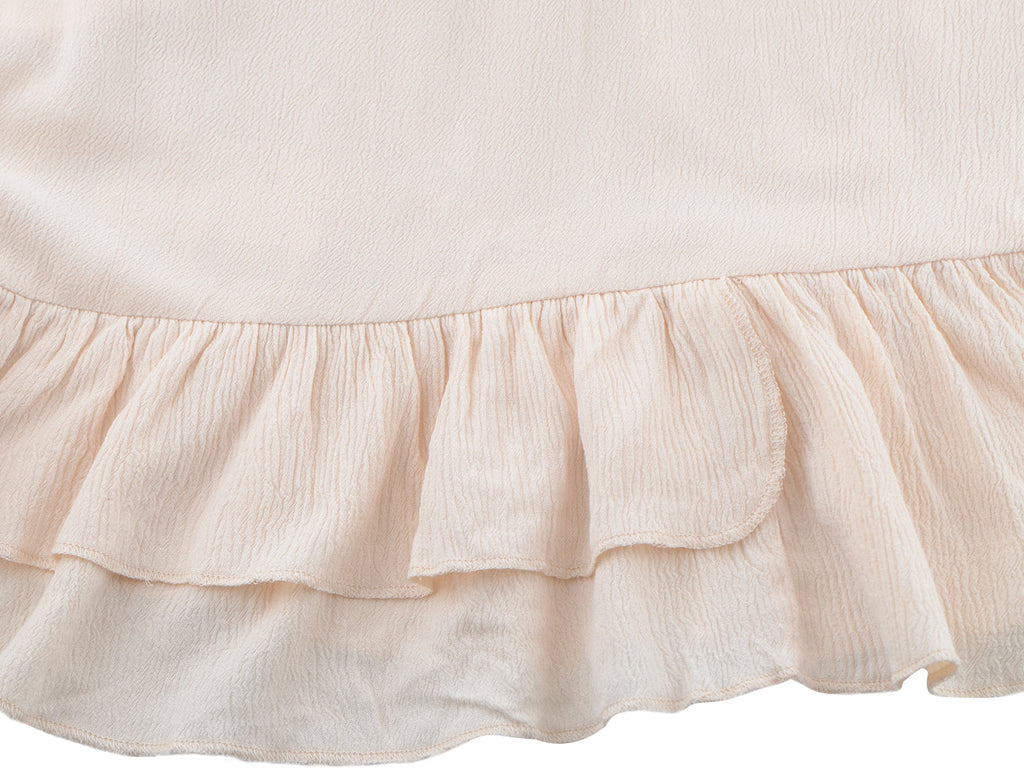 Vestido lencero con volantes de encaje