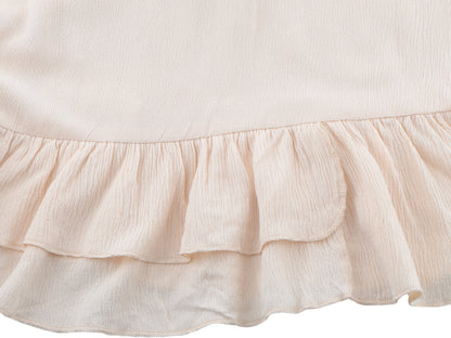 Vestido lencero con volantes de encaje