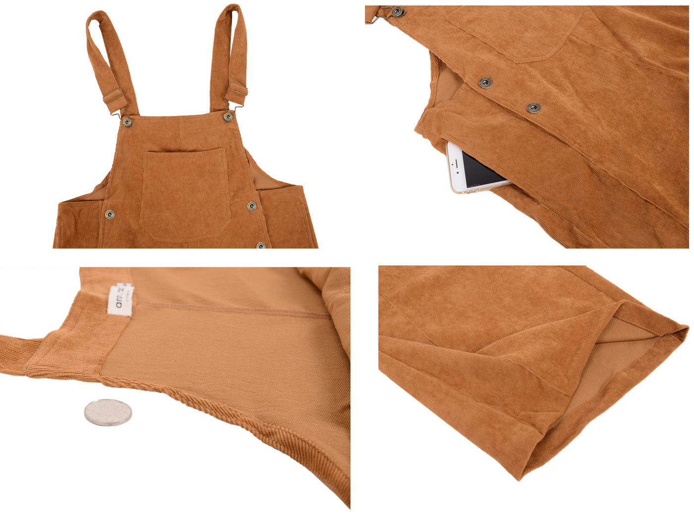 Corduroy Front Cropped Leg Overalls