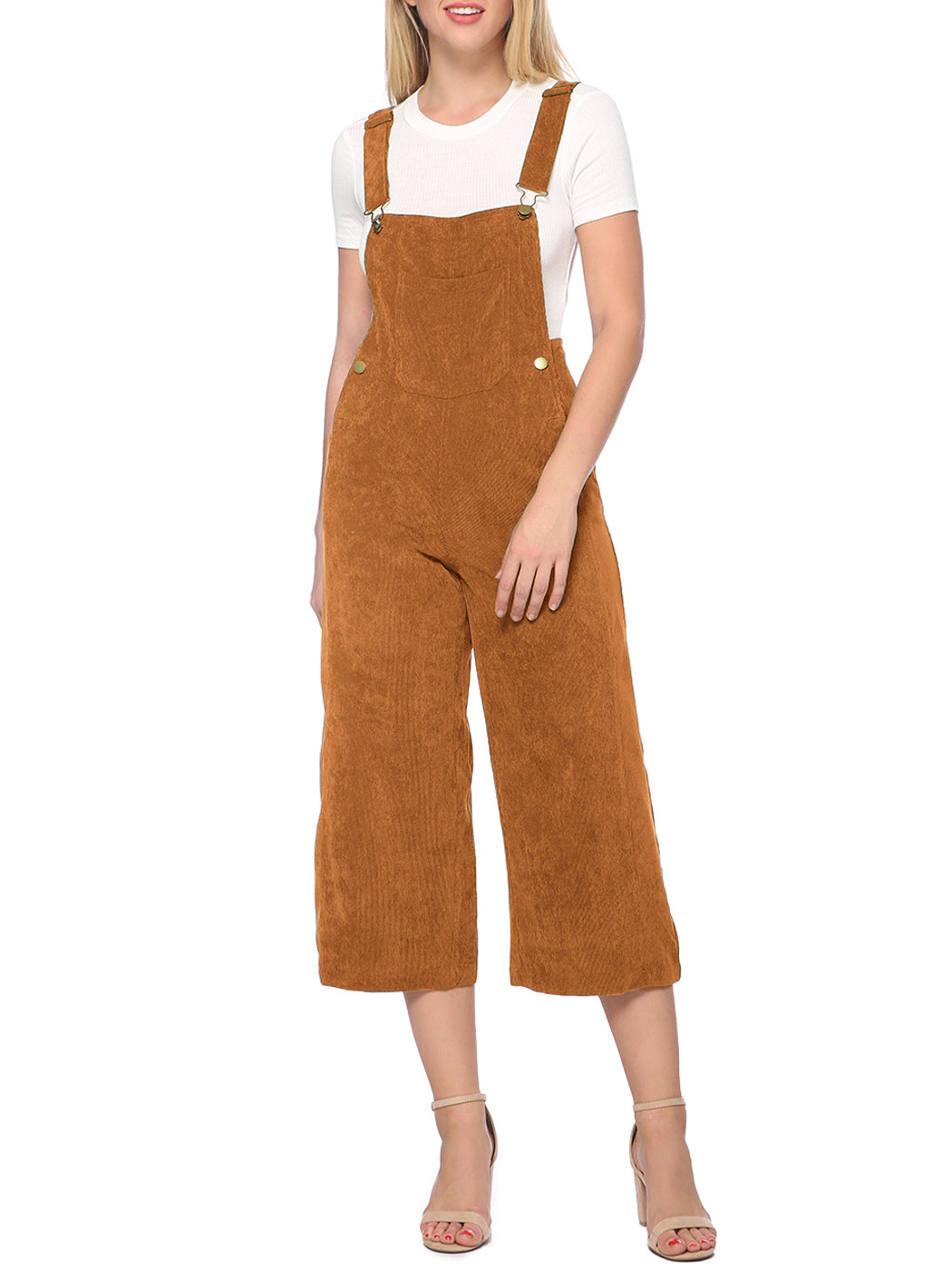 Corduroy Front Cropped Leg Overalls