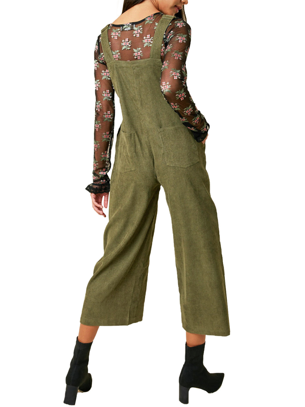 Corduroy Front Cropped Leg Overalls