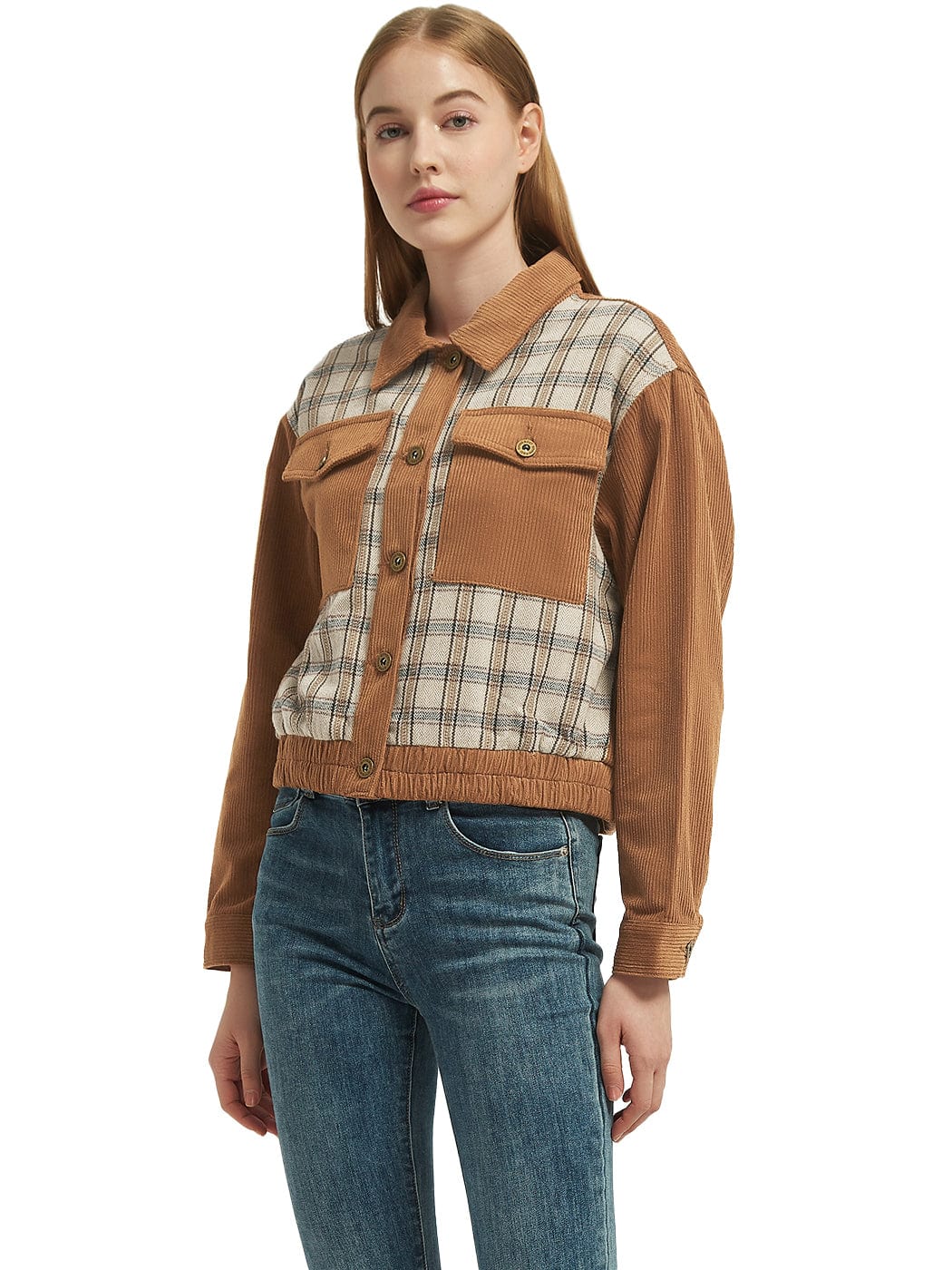 Chaqueta de pana con cuello abotonado