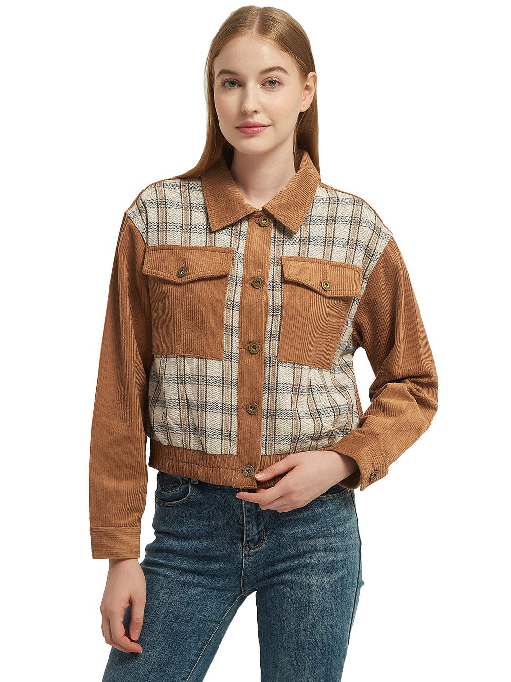 Chaqueta de pana con cuello abotonado