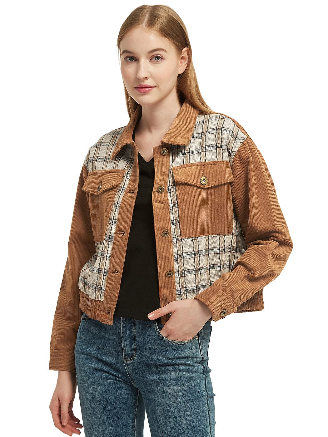 Chaqueta de pana con cuello abotonado