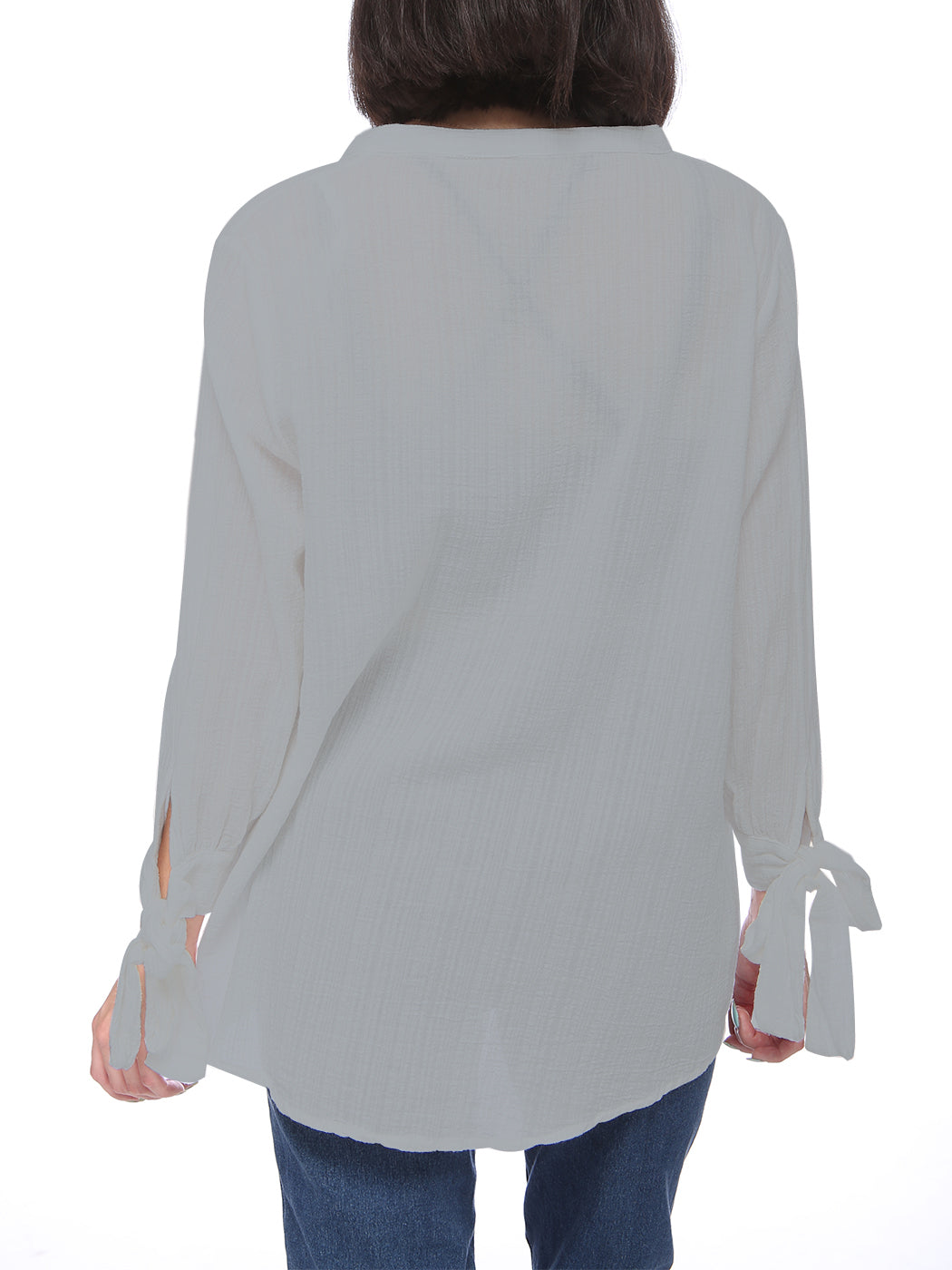 Blusa holgada de algodón para mujer de Anna-Kaci, túnica con cuello dividido y manga larga con cuello en V