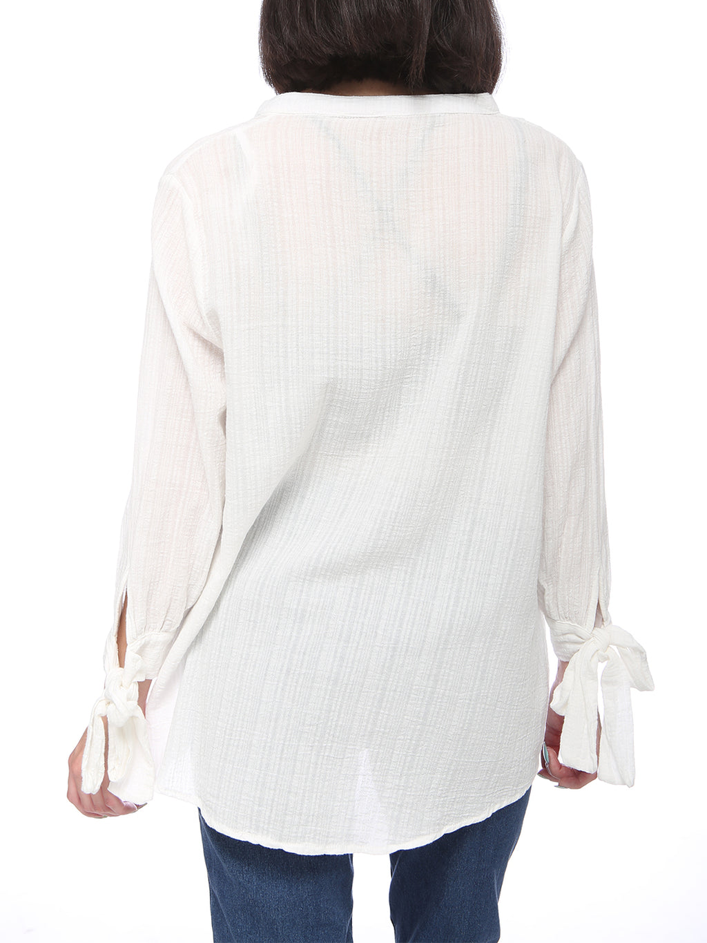 Blusa holgada de algodón para mujer de Anna-Kaci, túnica con cuello dividido y manga larga con cuello en V