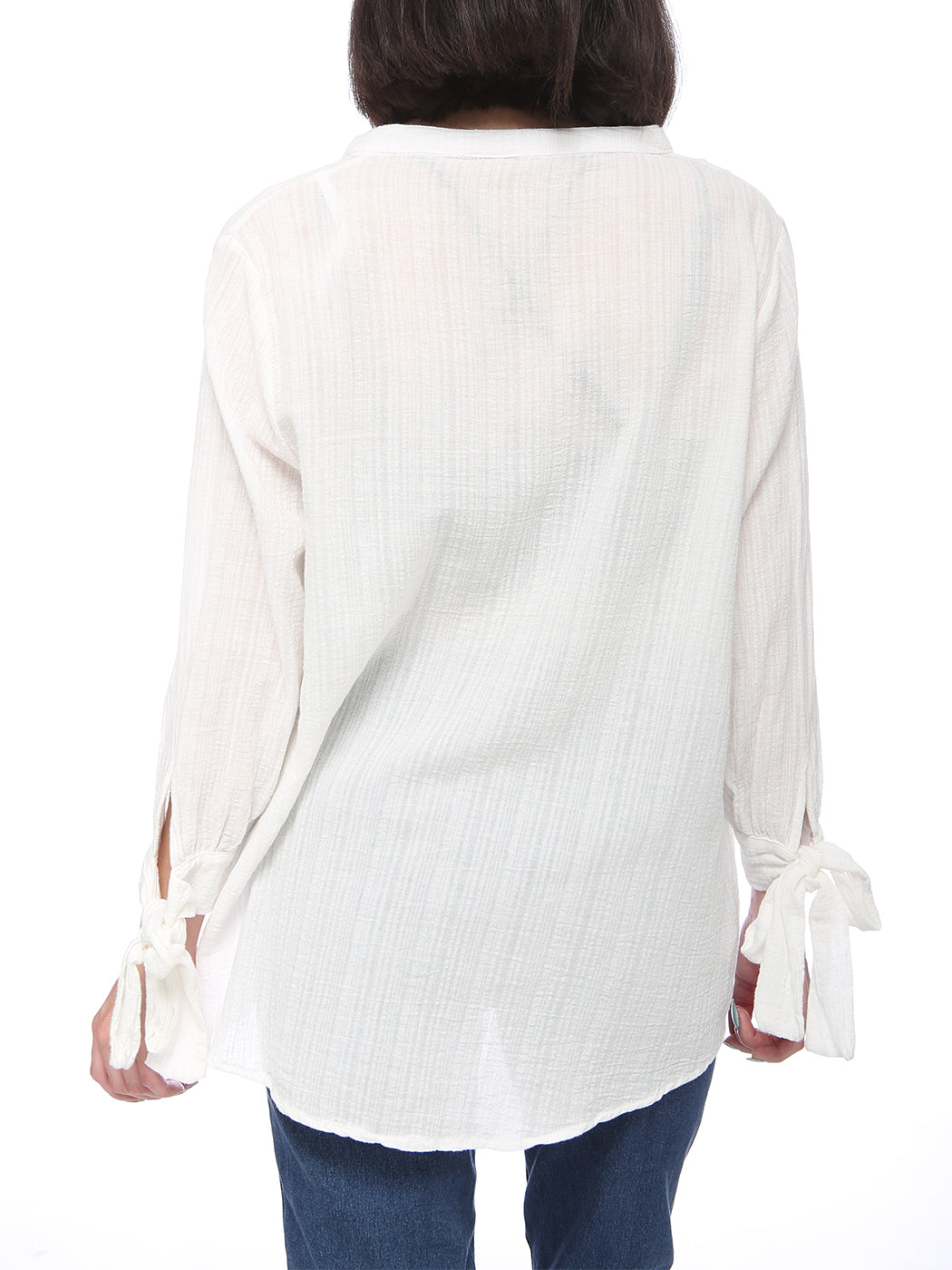 Blusa holgada de algodón para mujer de Anna-Kaci, túnica con cuello dividido y manga larga con cuello en V
