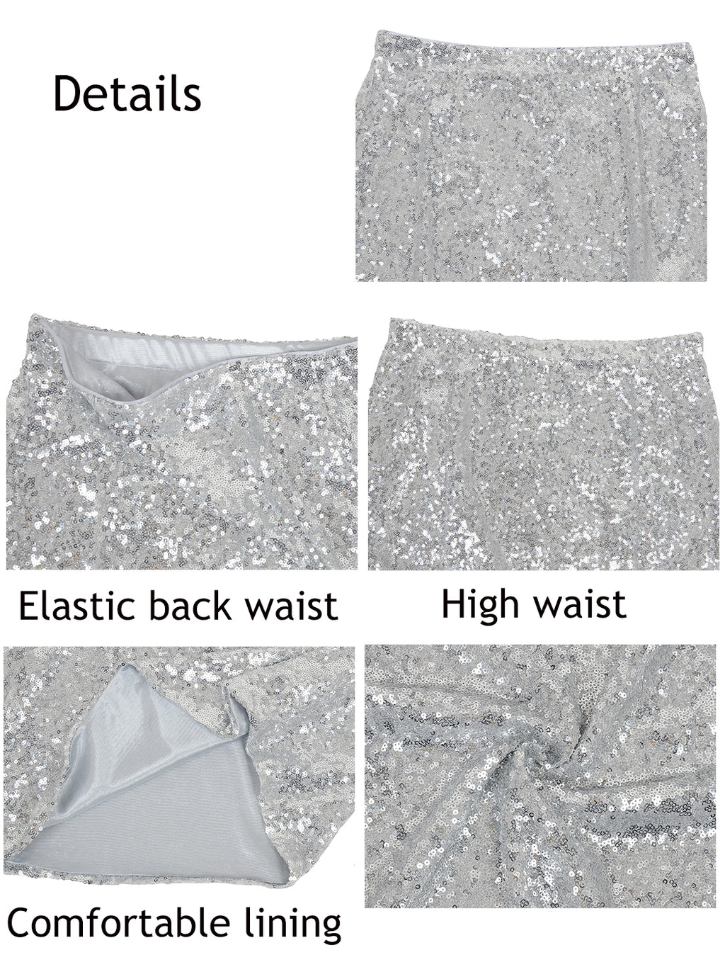Falda midi de cóctel con lentejuelas brillantes 