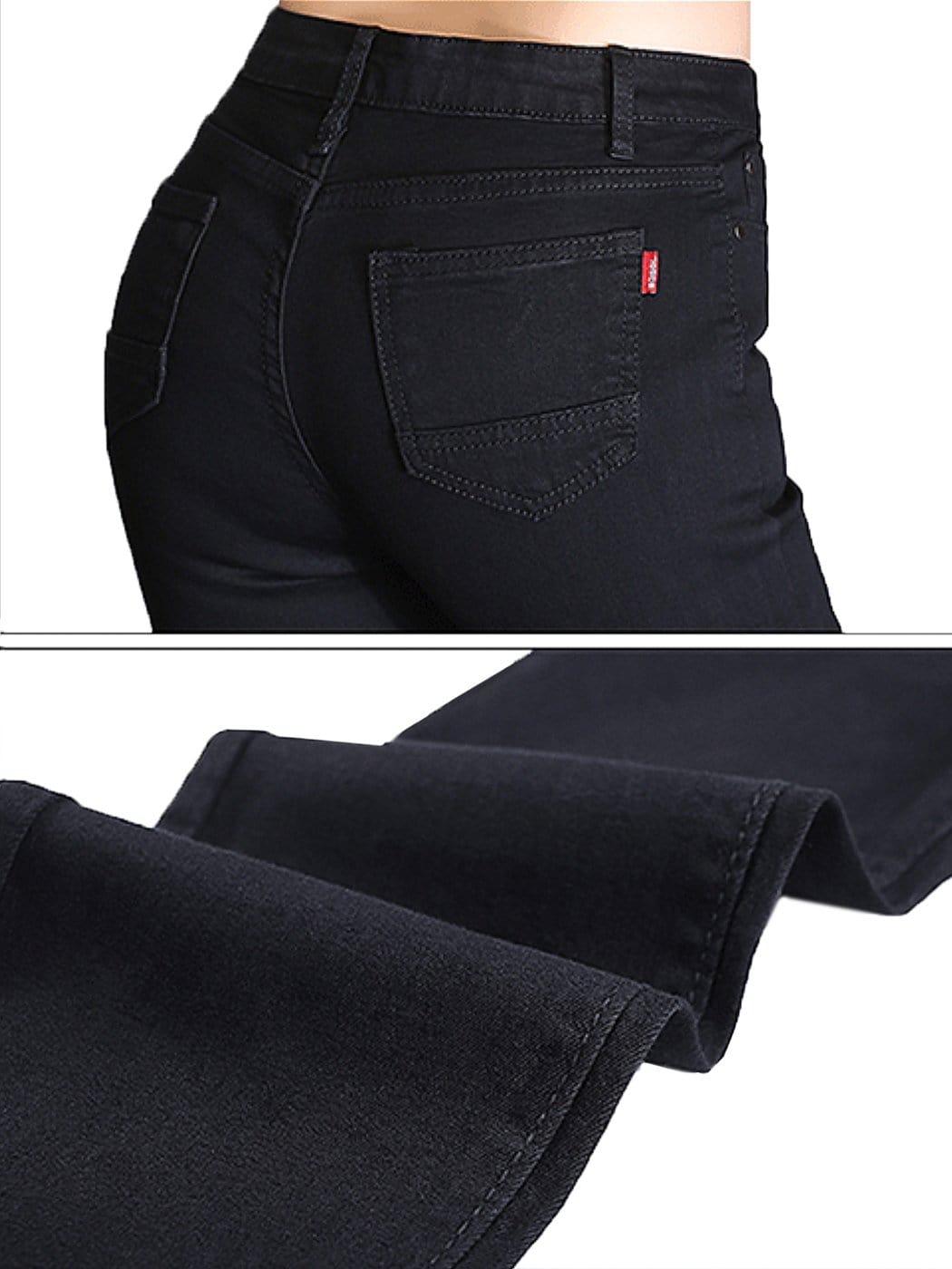 Denim acampanado con costura trasera