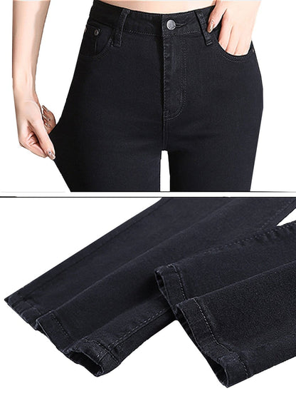 Denim acampanado con costura trasera