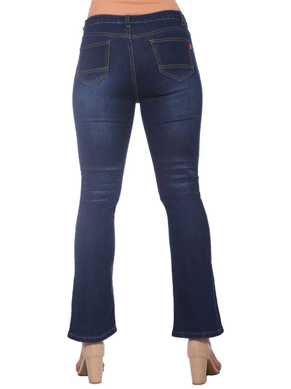 Denim acampanado con costura trasera