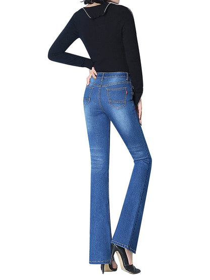 Denim acampanado con costura trasera