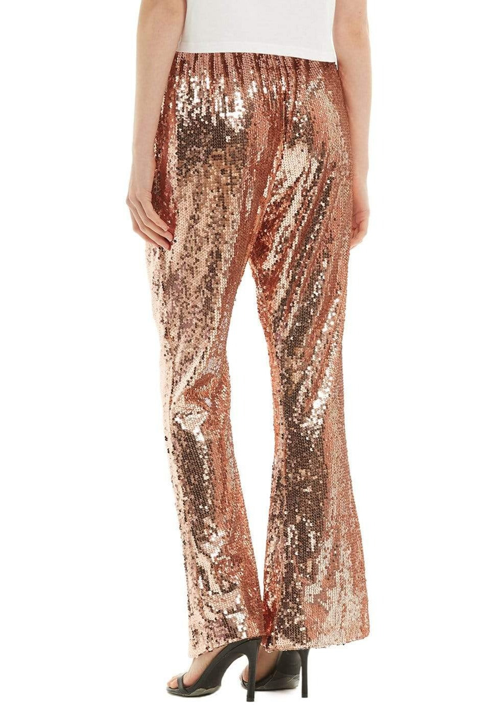 Sparkly Sequin Flare Wide Leg Pants