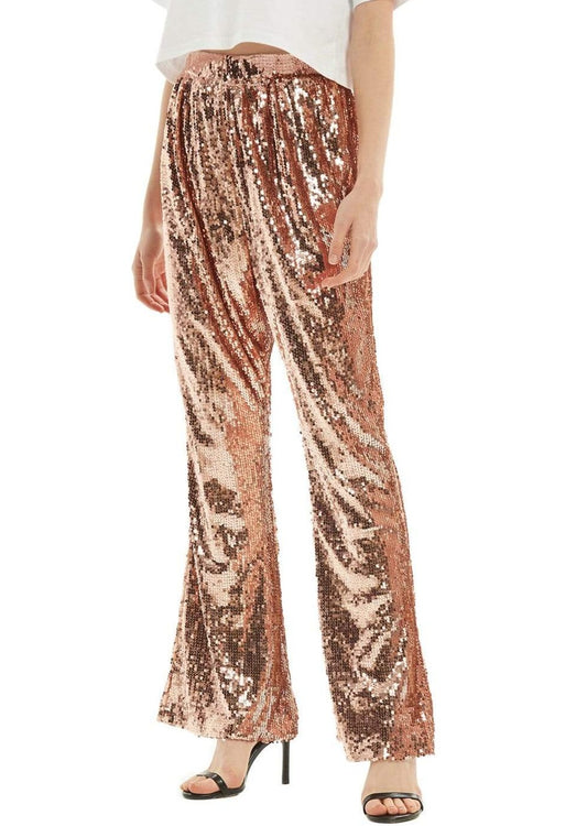 Pantalones anchos acampanados con lentejuelas brillantes