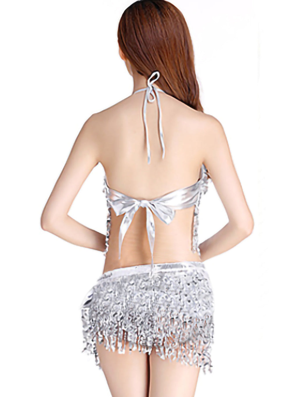 Conjunto de dos piezas para festival de música con borlas y lentejuelas brillantes de Cleopatra