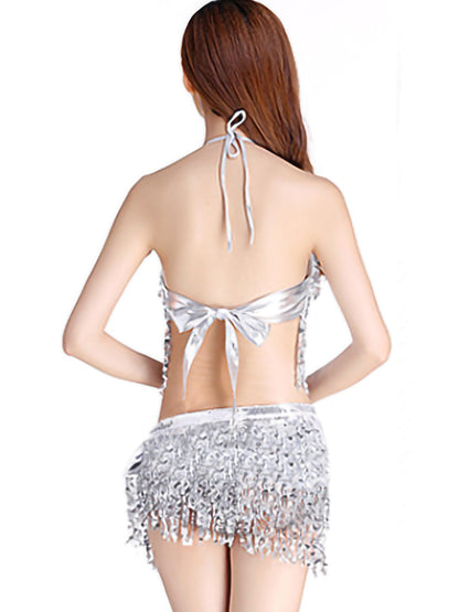 Cleopatra Sparkly Sequin Tassel Music Festival Two Piece Set