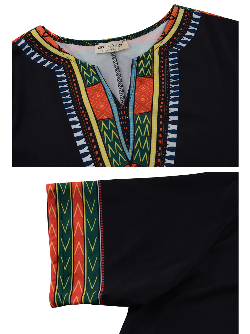 Minivestido de manga corta con estampado tribal dashiki
