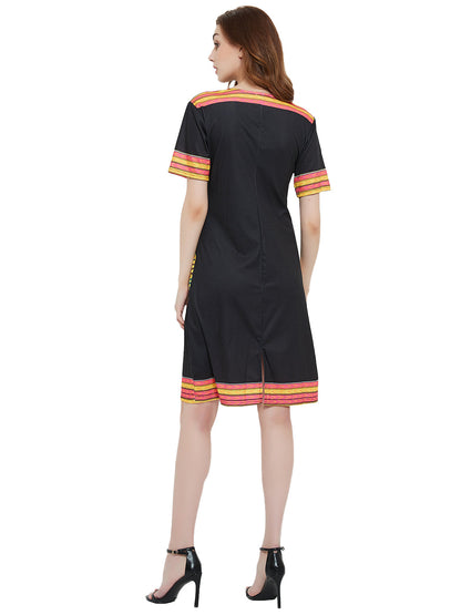 Minivestido de manga corta con estampado tribal dashiki