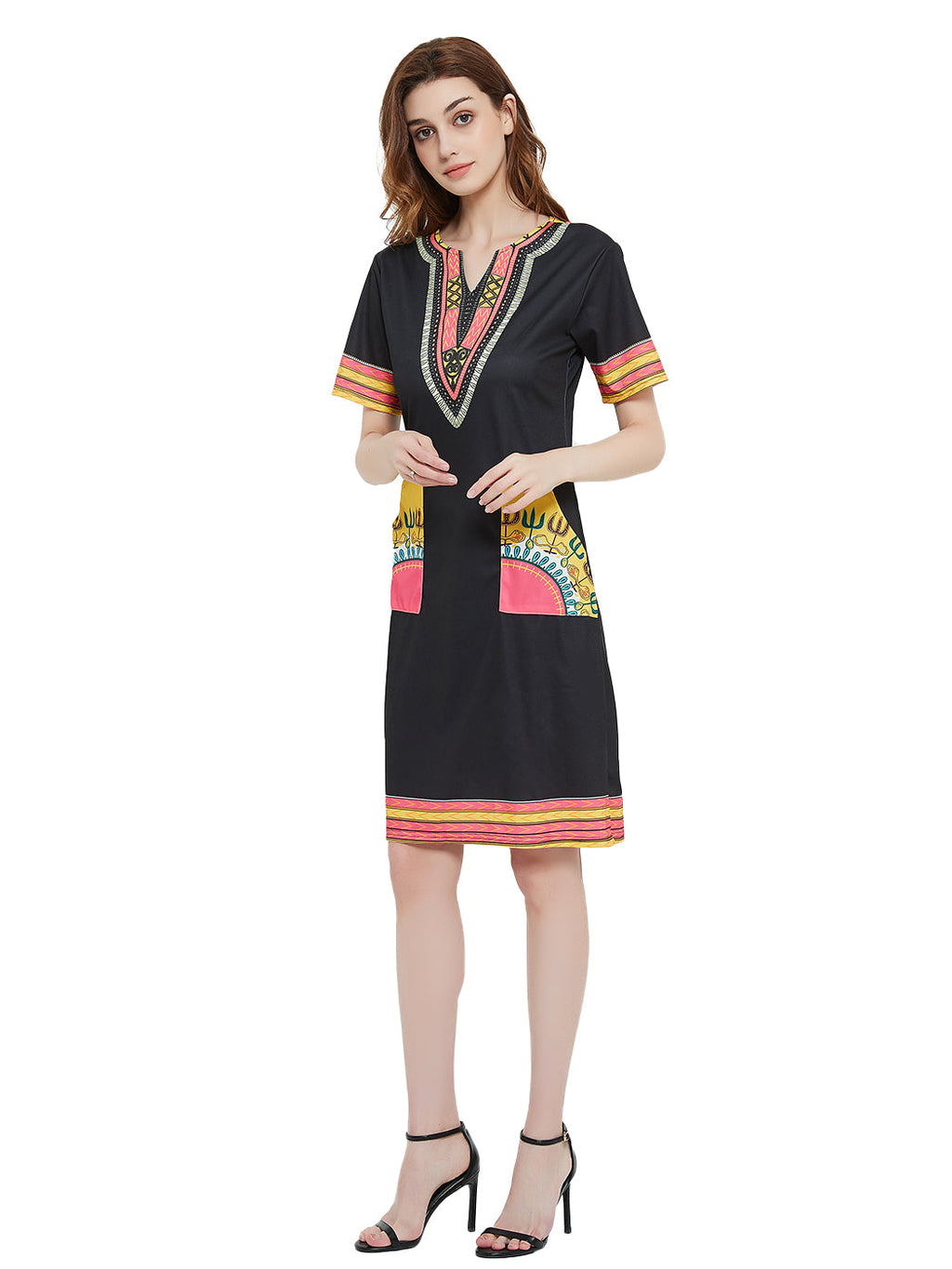 Dashiki Print Tribal Short Sleeve Mini Dress