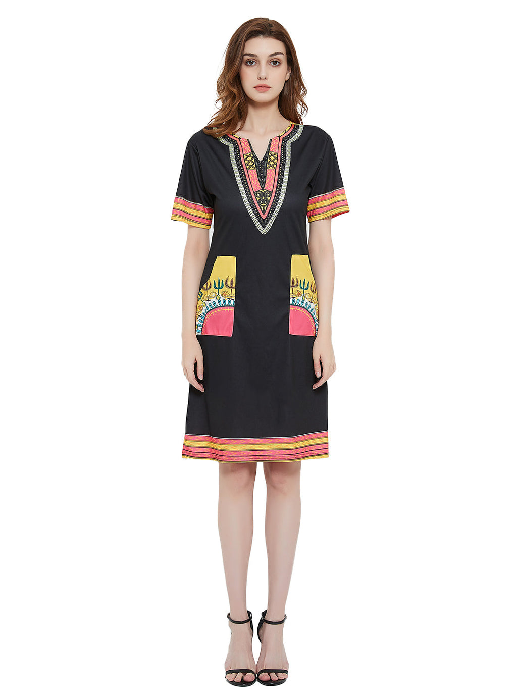 Dashiki Print Tribal Short Sleeve Mini Dress