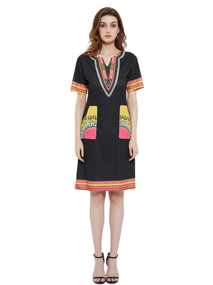 Minivestido de manga corta con estampado tribal dashiki