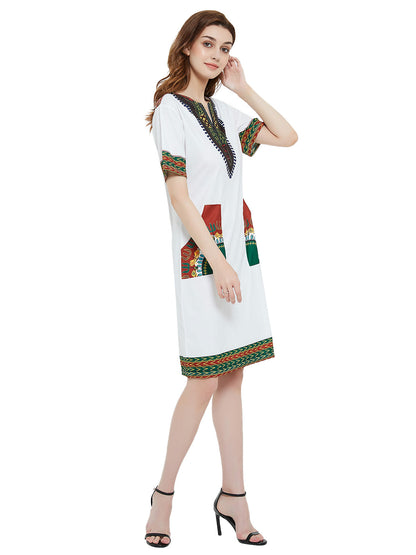 Minivestido de manga corta con estampado tribal dashiki