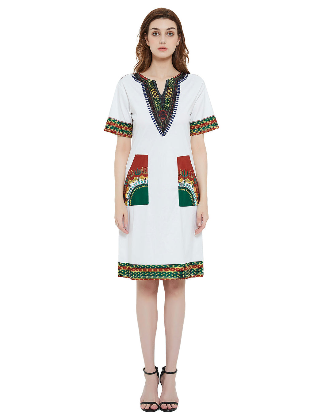 Dashiki Print Tribal Short Sleeve Mini Dress