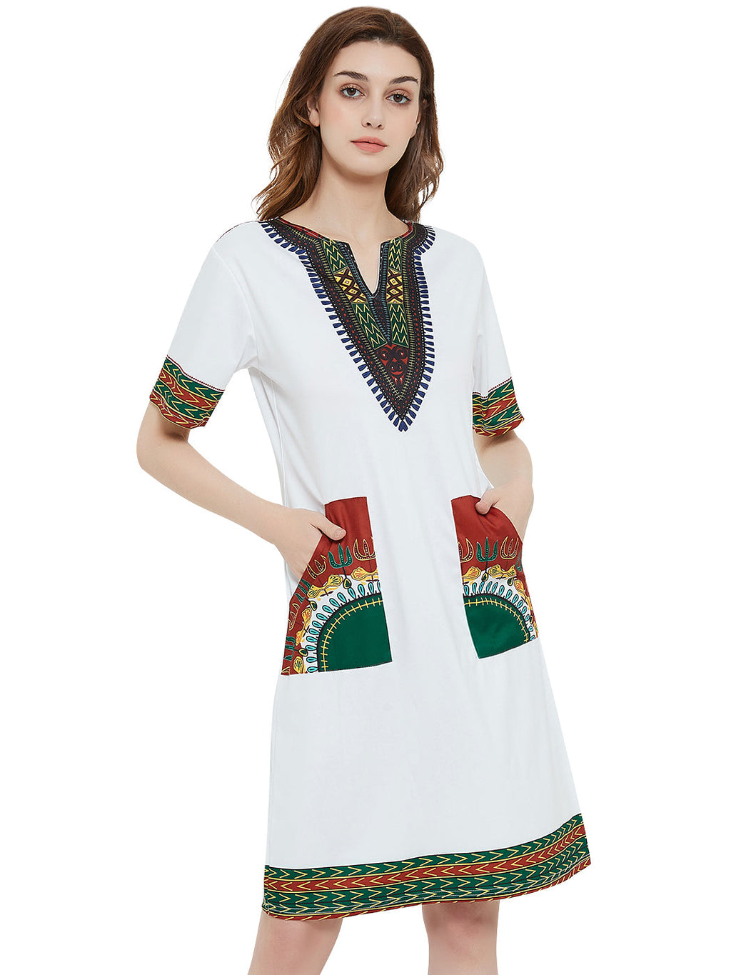 Dashiki Print Tribal Short Sleeve Mini Dress