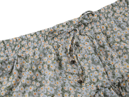 Minifalda con volantes y cordón ajustable con cintura elástica y estampado floral estilo bohemio de verano