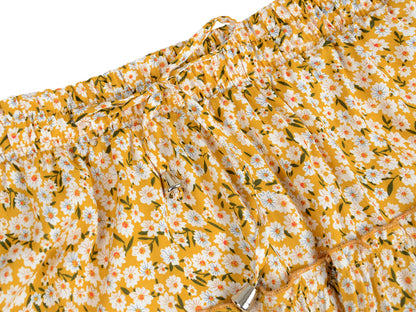 Minifalda con volantes y cordón ajustable con cintura elástica y estampado floral estilo bohemio de verano