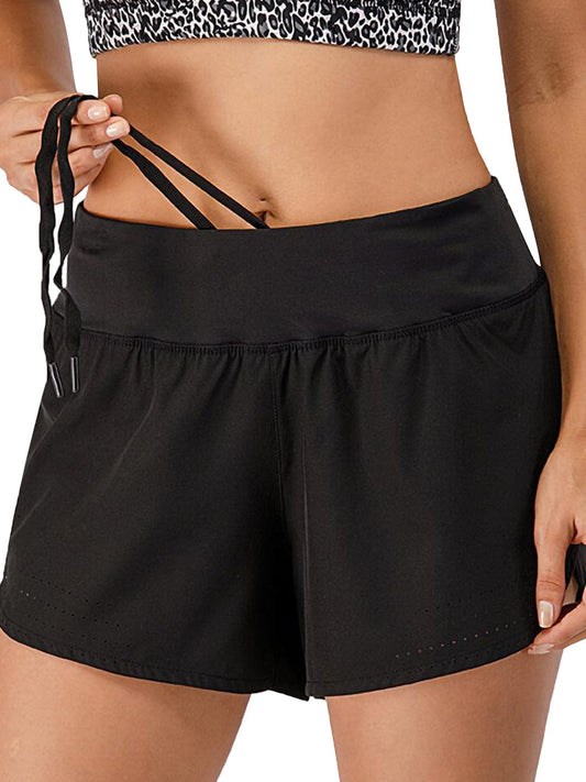 Pantalones cortos para correr, yoga, gimnasio, atletismo, con bolsillos y cordón