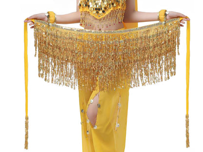 Fringe Tassel Sequin Tie Up Wrap Skirt Hip Scarf Cover Up
