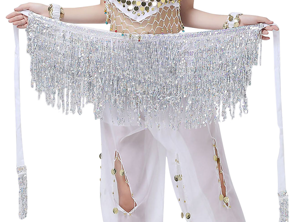 Fringe Tassel Sequin Tie Up Wrap Skirt Hip Scarf Cover Up