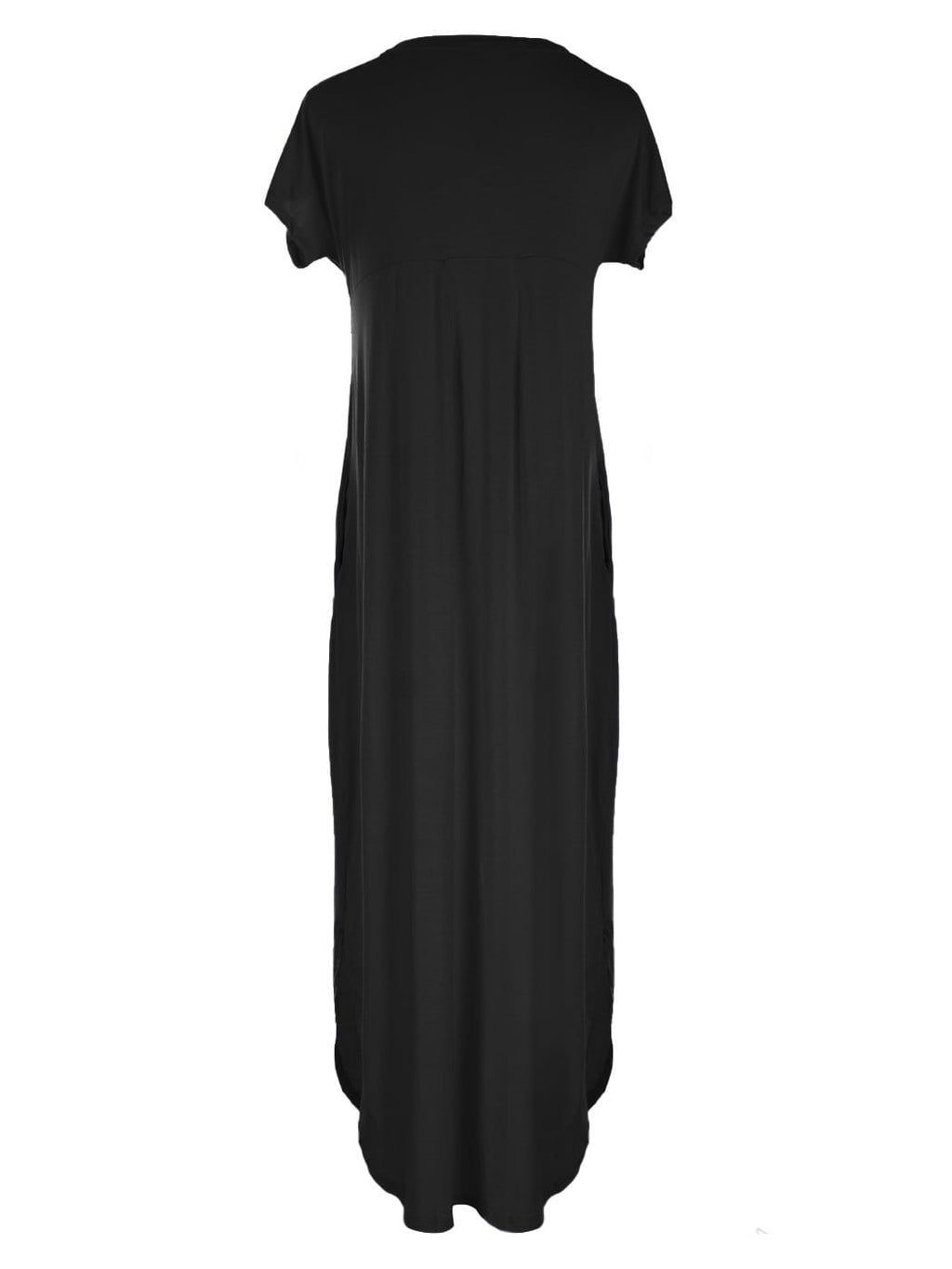 Vestido largo de salón con escote en V y manga corta