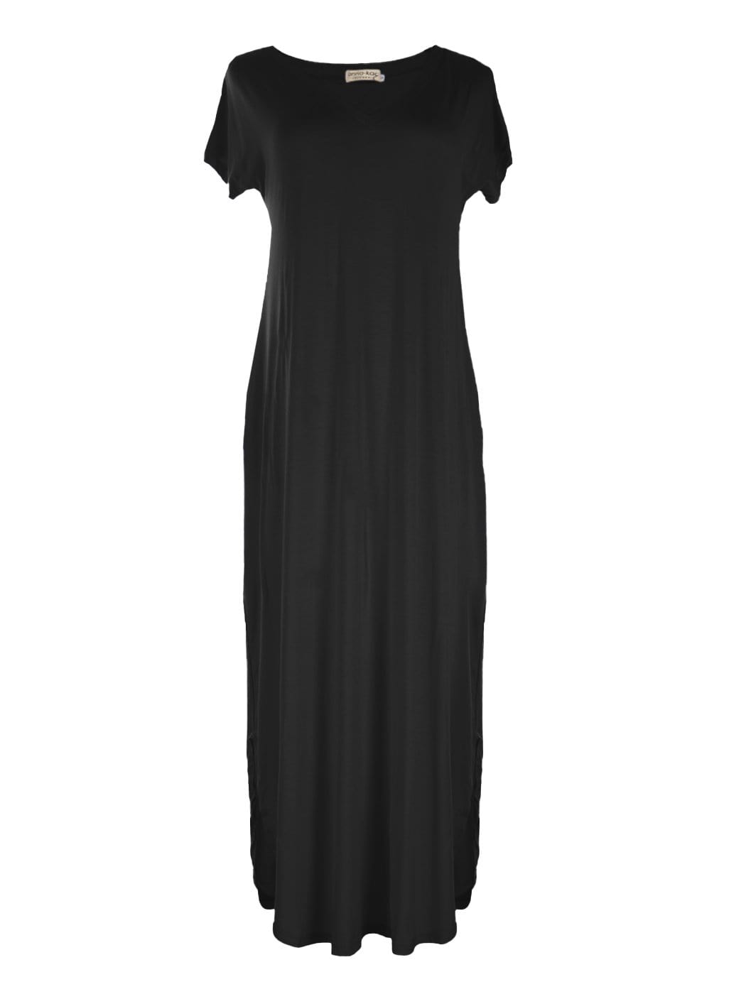 Vestido largo de salón con escote en V y manga corta