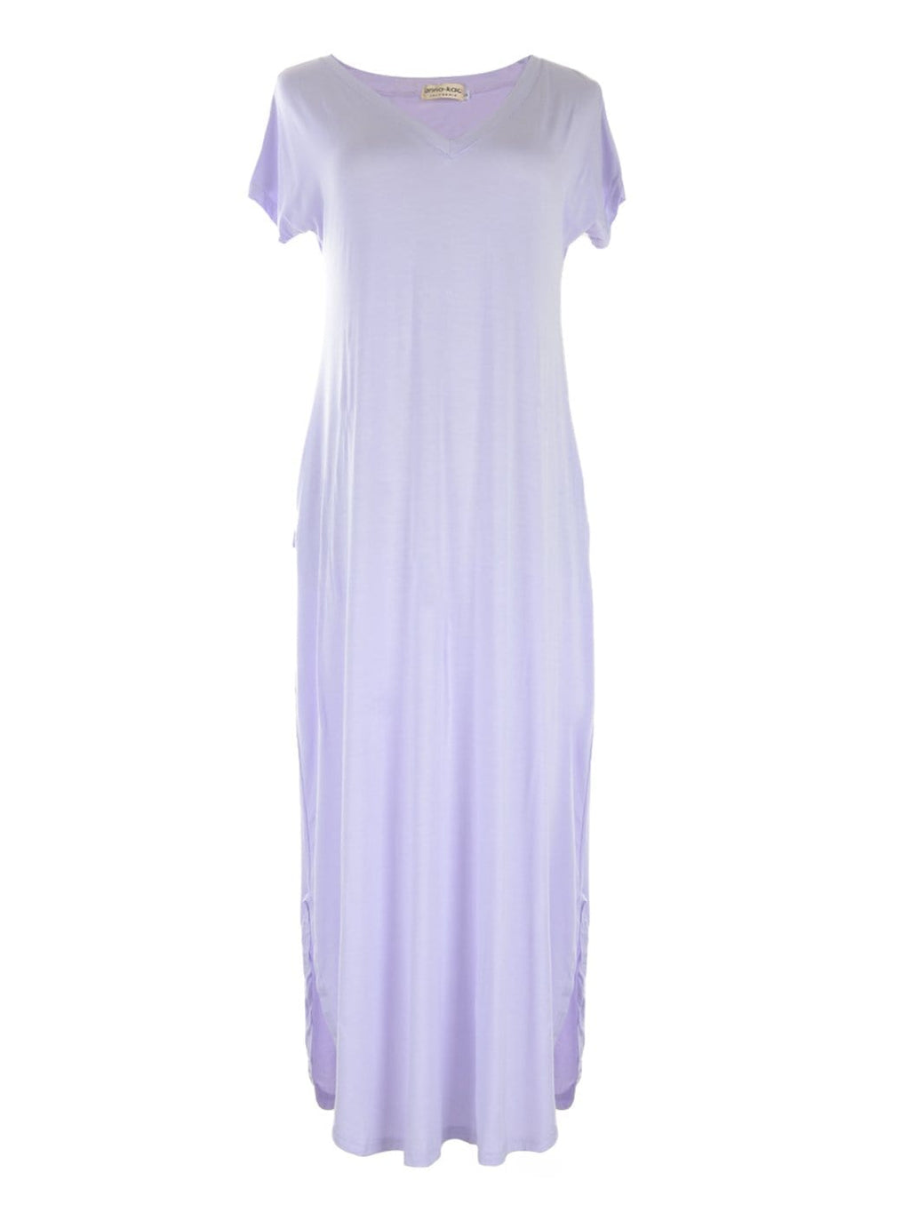 Vestido largo de salón con escote en V y manga corta